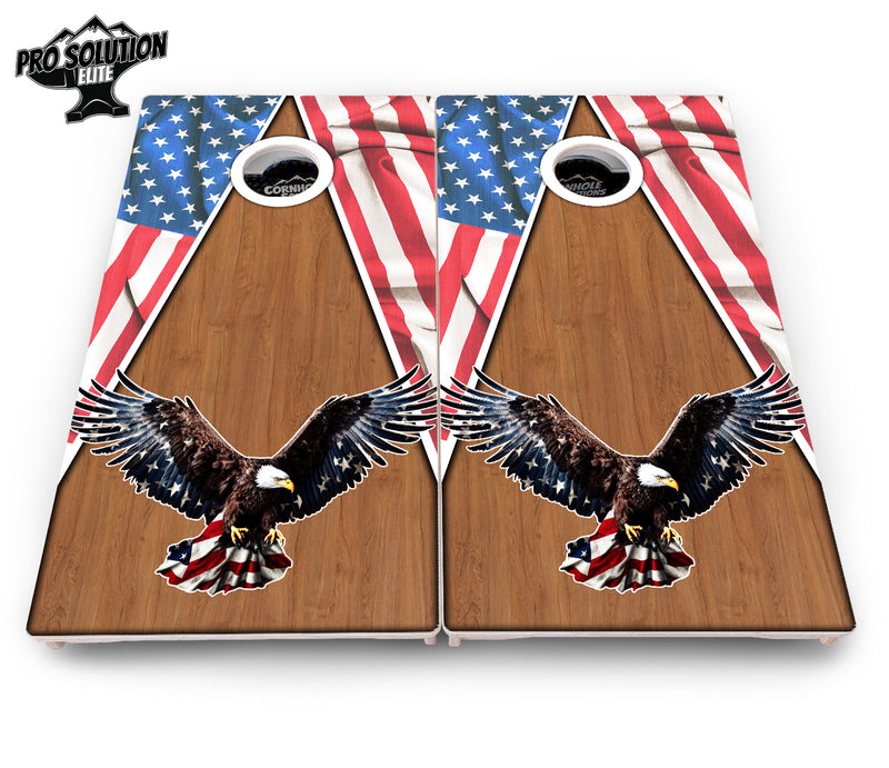 Pro Solution Elite - Eagle Triangle Wood - Professional Tournament Cornhole Boards 3/4" Baltic Birch - Zero Bounce Zero Movement Vertical Interlocking Braces for Extra Weight & Stability +Double Thick Legs +Airmail Blocker