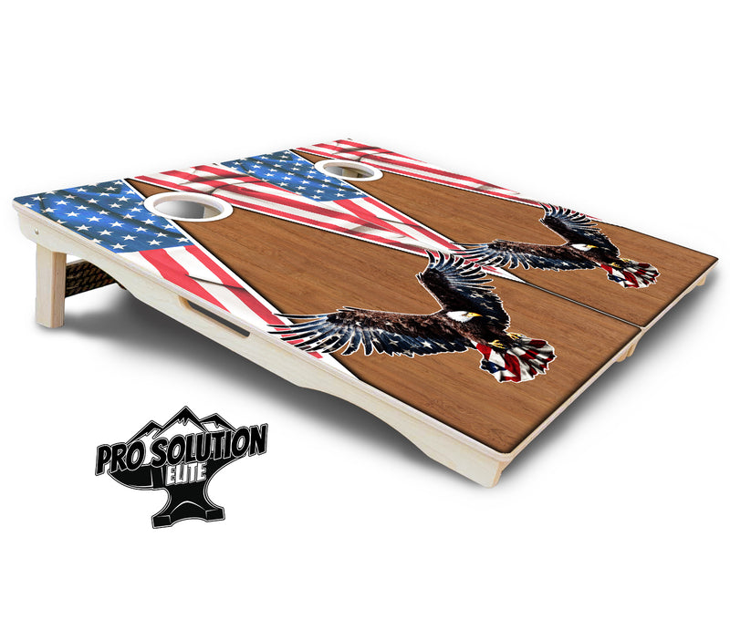 Pro Solution Elite - Eagle Triangle Wood - Professional Tournament Cornhole Boards 3/4" Baltic Birch - Zero Bounce Zero Movement Vertical Interlocking Braces for Extra Weight & Stability +Double Thick Legs +Airmail Blocker