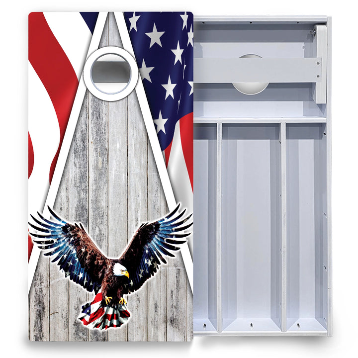 Eagle Triangle Whitewash Cornhole Boards - All Weather Series