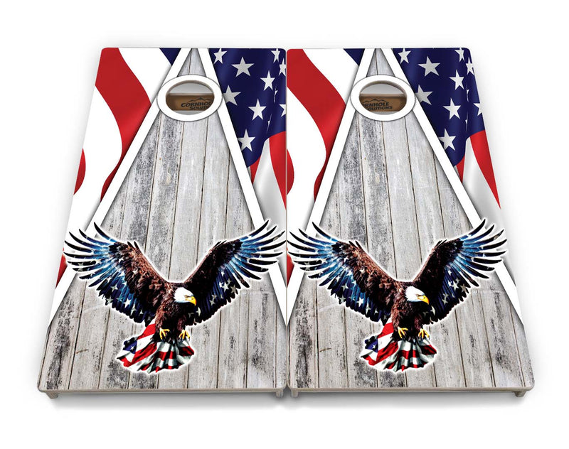 Tournament Boards - Eagle Triangle Whitewash - Professional Tournament 2'x4' Regulation Cornhole Set - 3/4″ Baltic Birch + UV Direct Print + UV Clear Coat