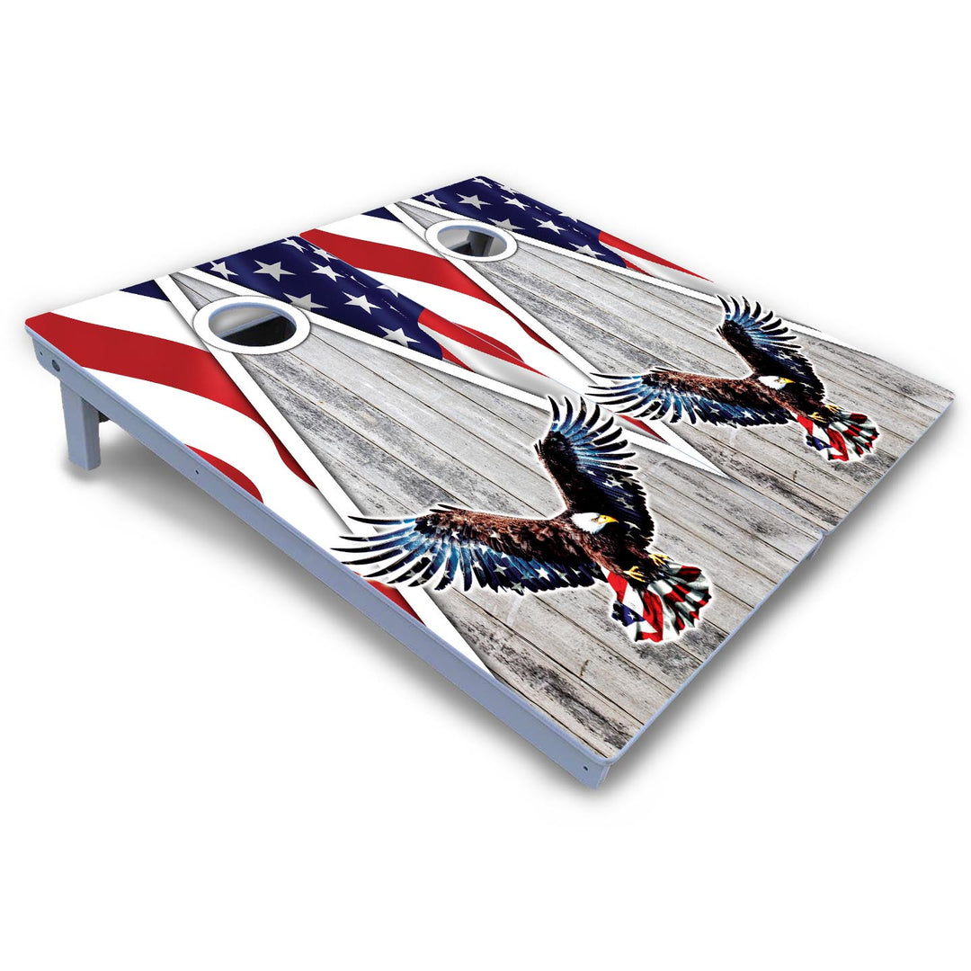 Eagle Triangle Whitewash Cornhole Boards - All Weather Series