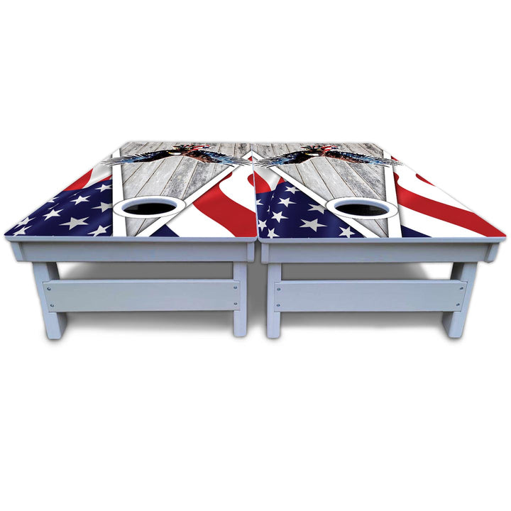 Eagle Triangle Whitewash Cornhole Boards - All Weather Series