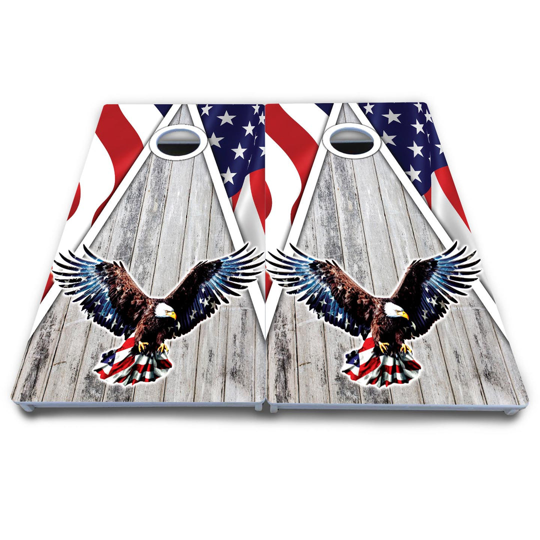 Eagle Triangle Whitewash Cornhole Boards - All Weather Series