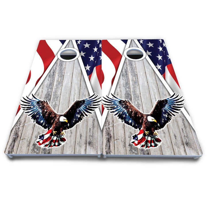 Eagle Triangle Whitewash Cornhole Boards - All Weather Series