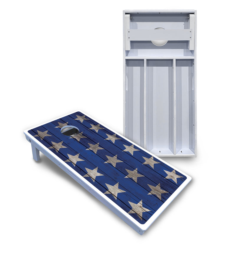 Waterproof - Large Stars & Stripes Design Options - All Weather Boards "Outdoor Solution" 18mm(3/4")Direct UV Printed - Regulation 2' by 4' Cornhole Boards (Set of 2 Boards) Double Thick Legs, with Leg Brace & Dual Support Braces!