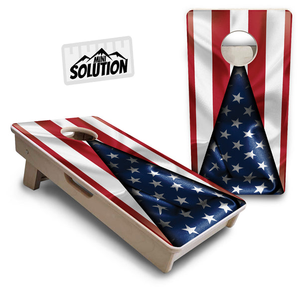 Mini Cornhole 12"x24" Boards - 4" holes - American Flag Triangle - 3/4″ Baltic Birch