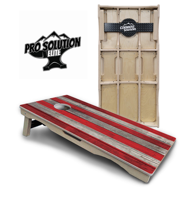 Pro Solution Elite - Large Stars & Stripes Design Options - Professional Tournament Cornhole Boards 3/4" Baltic Birch - Zero Bounce Zero Movement Vertical Interlocking Braces for Extra Weight & Stability +Double Thick Legs +Airmail Blocker