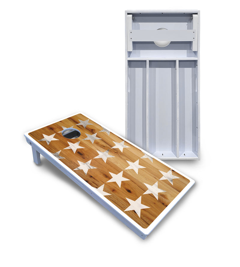 Waterproof - Large Stars & Stripes Design Options - All Weather Boards "Outdoor Solution" 18mm(3/4")Direct UV Printed - Regulation 2' by 4' Cornhole Boards (Set of 2 Boards) Double Thick Legs, with Leg Brace & Dual Support Braces!