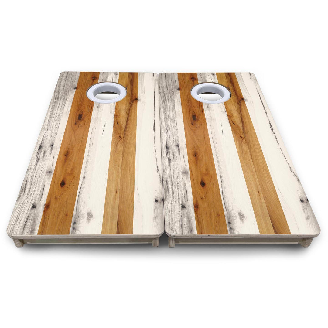 Large Natural Stripes - Mini or Vacation Size Cornhole Boards