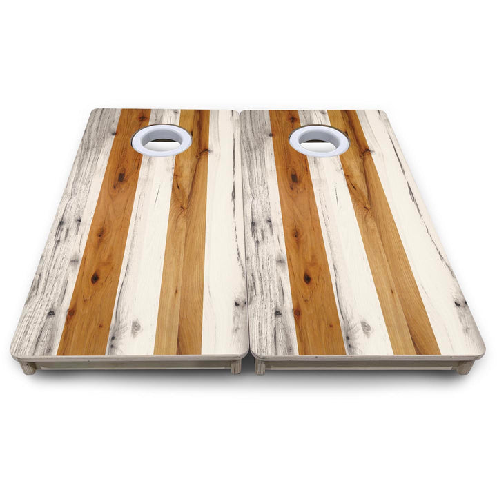 Large Natural Stripes - Mini or Vacation Size Cornhole Boards