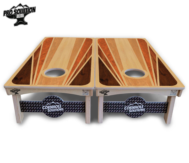 Pro Solution Elite - Retro Wood Design - Professional Tournament Cornhole Boards 3/4" Baltic Birch - Zero Bounce Zero Movement Vertical Interlocking Braces for Extra Weight & Stability +Double Thick Legs +Airmail Blocker