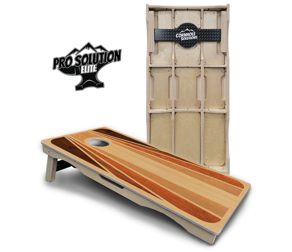 Pro Solution Elite - Retro Wood Design - Professional Tournament Cornhole Boards 3/4" Baltic Birch - Zero Bounce Zero Movement Vertical Interlocking Braces for Extra Weight & Stability +Double Thick Legs +Airmail Blocker