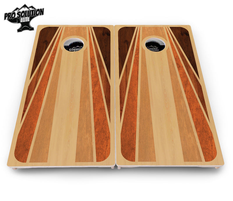 Pro Solution Elite - Retro Wood Design - Professional Tournament Cornhole Boards 3/4" Baltic Birch - Zero Bounce Zero Movement Vertical Interlocking Braces for Extra Weight & Stability +Double Thick Legs +Airmail Blocker