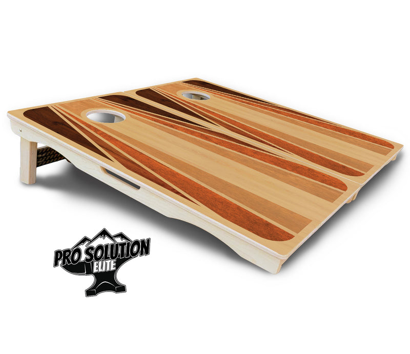 Pro Solution Elite - Retro Wood Design - Professional Tournament Cornhole Boards 3/4" Baltic Birch - Zero Bounce Zero Movement Vertical Interlocking Braces for Extra Weight & Stability +Double Thick Legs +Airmail Blocker