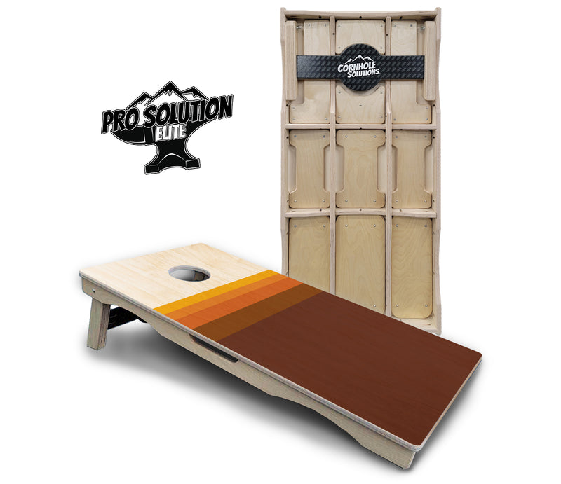 Pro Solution Elite - Retro Wood Gradient - Professional Tournament Cornhole Boards 3/4" Baltic Birch - Zero Bounce Zero Movement Vertical Interlocking Braces for Extra Weight & Stability +Double Thick Legs +Airmail Blocker