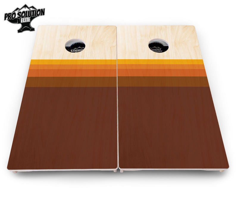 Pro Solution Elite - Retro Wood Gradient - Professional Tournament Cornhole Boards 3/4" Baltic Birch - Zero Bounce Zero Movement Vertical Interlocking Braces for Extra Weight & Stability +Double Thick Legs +Airmail Blocker