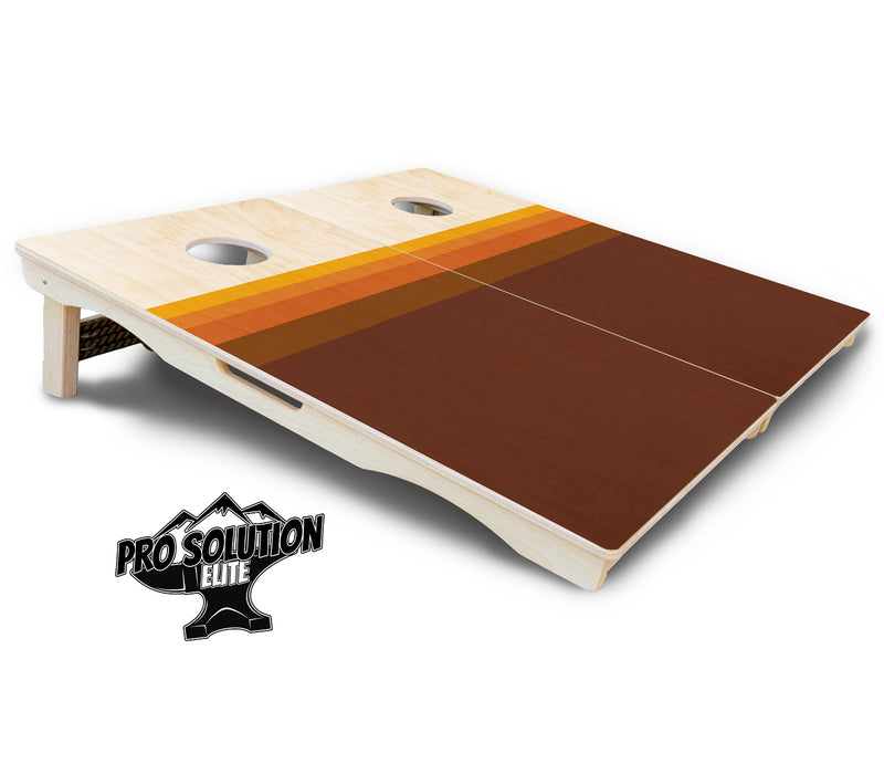 Pro Solution Elite - Retro Wood Gradient - Professional Tournament Cornhole Boards 3/4" Baltic Birch - Zero Bounce Zero Movement Vertical Interlocking Braces for Extra Weight & Stability +Double Thick Legs +Airmail Blocker