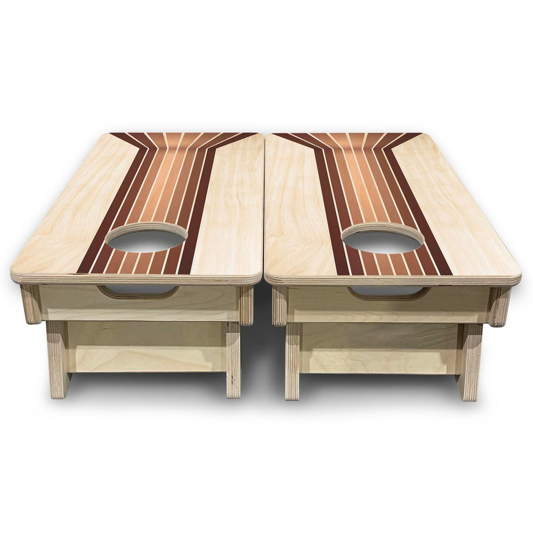 Retro Wood Lines - Mini or Vacation Size Cornhole Boards