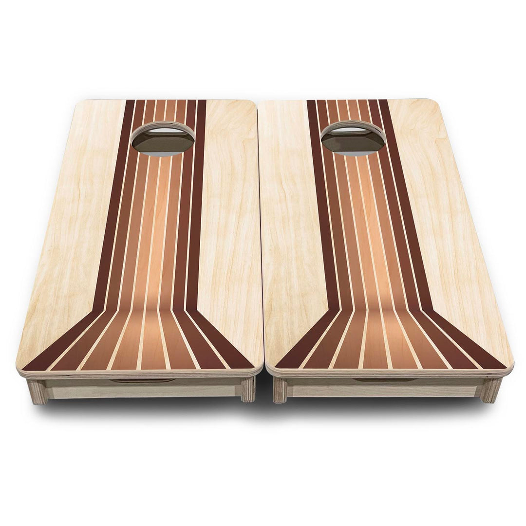 Retro Wood Lines - Mini or Vacation Size Cornhole Boards