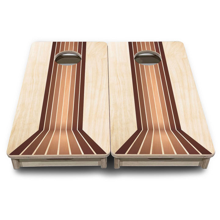 Retro Wood Lines - Mini or Vacation Size Cornhole Boards