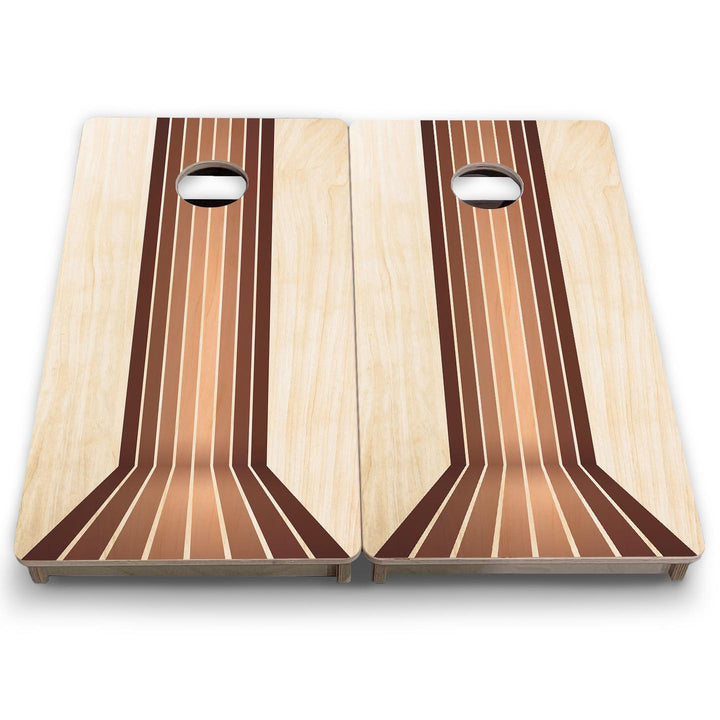 Retro Wood Lines - Mini or Vacation Size Cornhole Boards