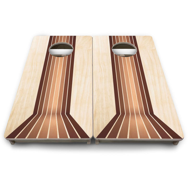 Retro Wood Lines - Mini or Vacation Size Cornhole Boards