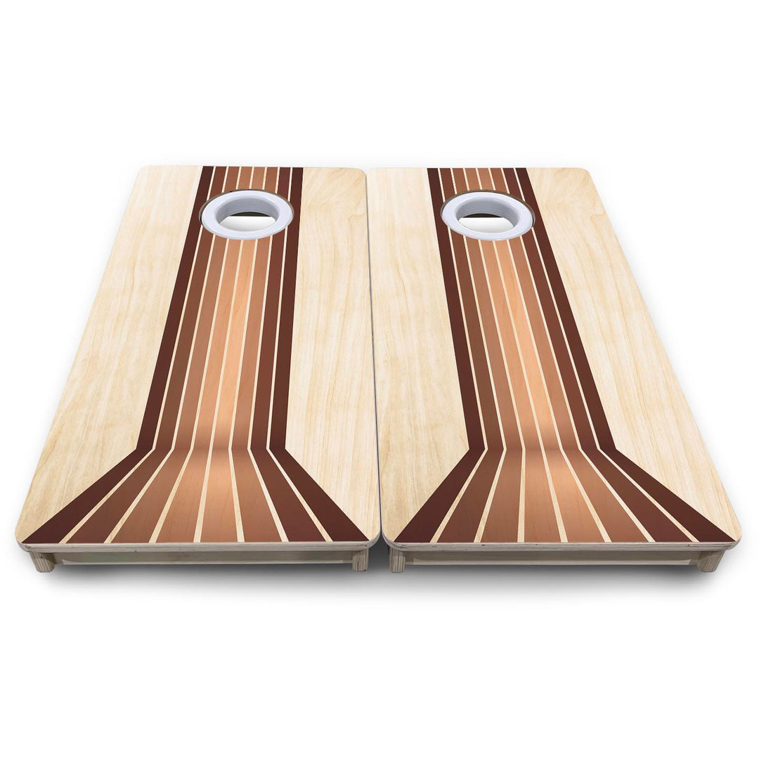 Retro Wood Lines - Mini or Vacation Size Cornhole Boards
