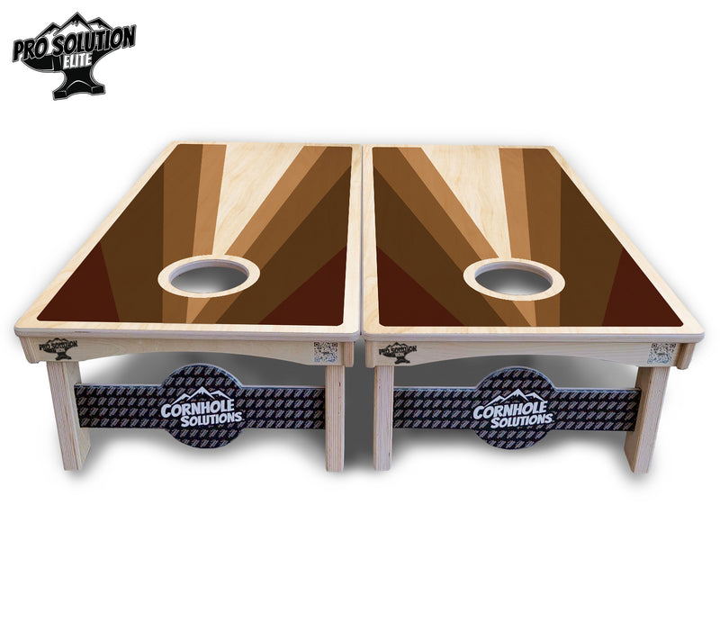 Pro Solution Elite - Retro Wood Triangle - Professional Tournament Cornhole Boards 3/4" Baltic Birch - Zero Bounce Zero Movement Vertical Interlocking Braces for Extra Weight & Stability +Double Thick Legs +Airmail Blocker