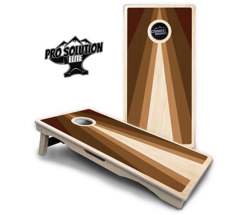 Pro Solution Elite - Retro Wood Triangle - Professional Tournament Cornhole Boards 3/4" Baltic Birch - Zero Bounce Zero Movement Vertical Interlocking Braces for Extra Weight & Stability +Double Thick Legs +Airmail Blocker