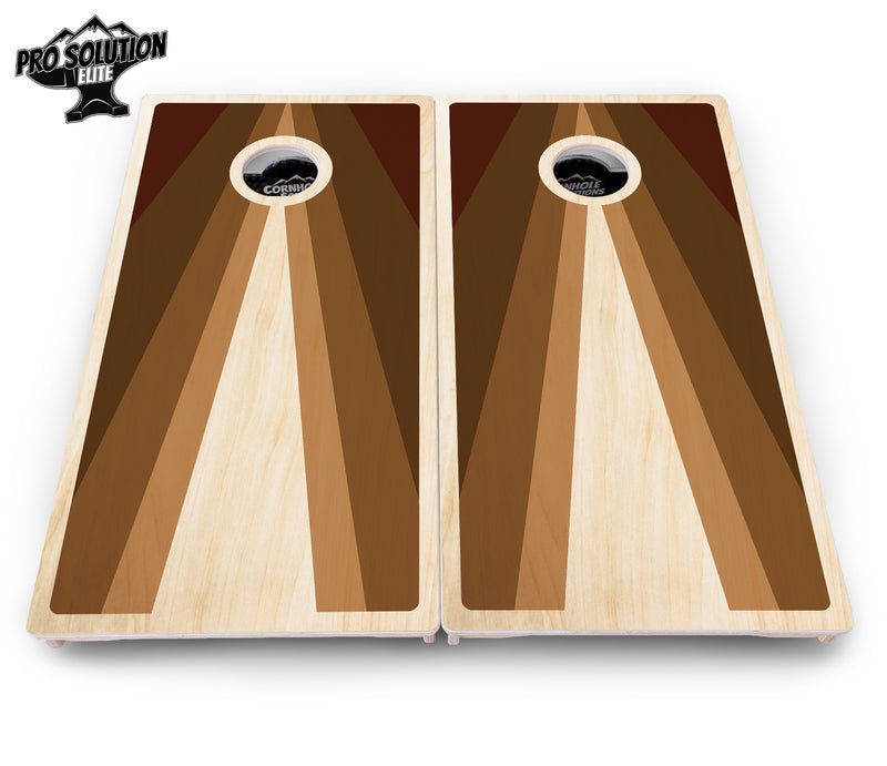 Pro Solution Elite - Retro Wood Triangle - Professional Tournament Cornhole Boards 3/4" Baltic Birch - Zero Bounce Zero Movement Vertical Interlocking Braces for Extra Weight & Stability +Double Thick Legs +Airmail Blocker