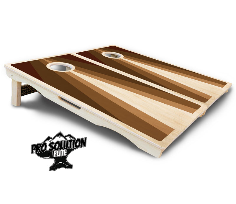 Pro Solution Elite - Retro Wood Triangle - Professional Tournament Cornhole Boards 3/4" Baltic Birch - Zero Bounce Zero Movement Vertical Interlocking Braces for Extra Weight & Stability +Double Thick Legs +Airmail Blocker