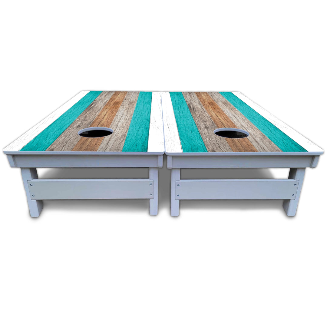 Beach Stripe Cornhole Boards - All Weather Series