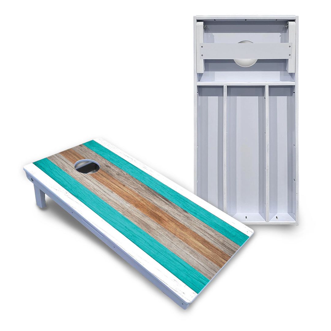 Beach Stripe Cornhole Boards - All Weather Series