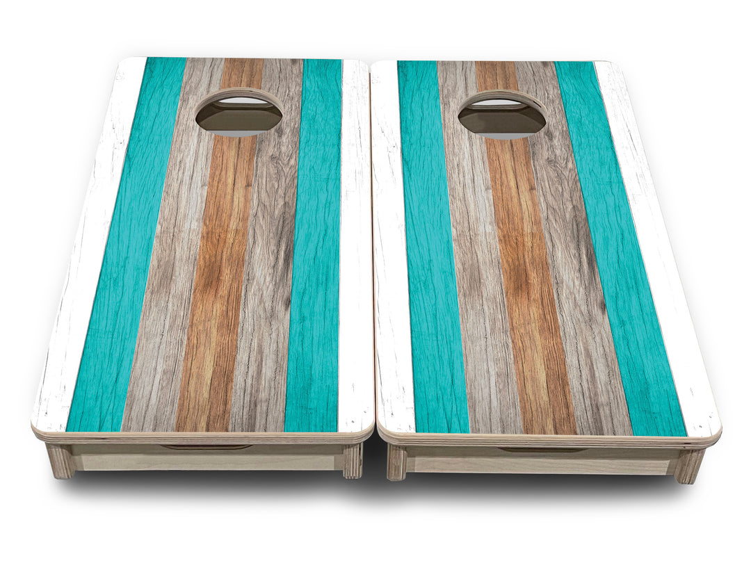 Mini Cornhole Boards - Beach Theme Stripe