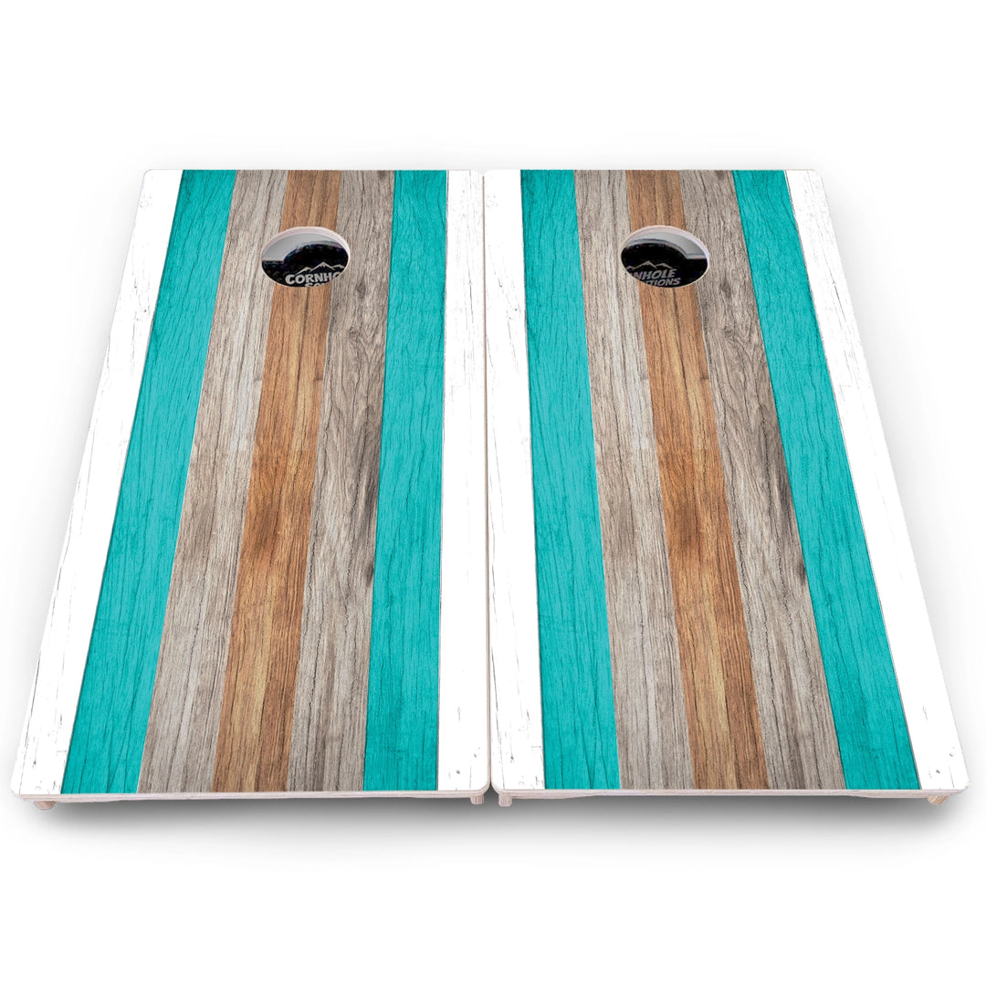 Beach Stripe Cornhole Boards – Pro Lite or Pro Elite