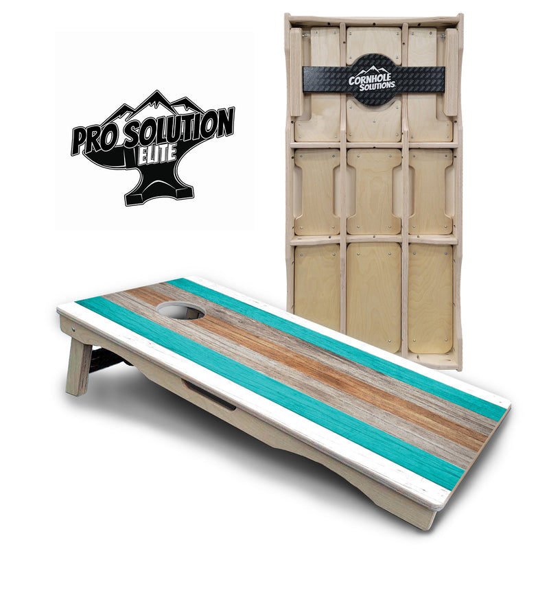 Pro Solution Elite - Beach Wood Planks - Professional Tournament Cornhole Boards 3/4" Baltic Birch - Zero Bounce Zero Movement Vertical Interlocking Braces for Extra Weight & Stability +Double Thick Legs +Airmail Blocker