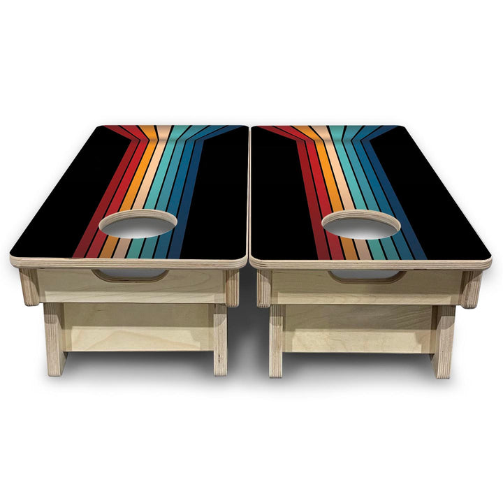 Retro Stripes - Mini Cornhole Board Set (12" x 24") with 8 Mini Bags