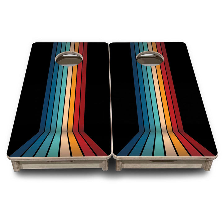 Retro Stripes - Mini Cornhole Board Set (12" x 24") with 8 Mini Bags