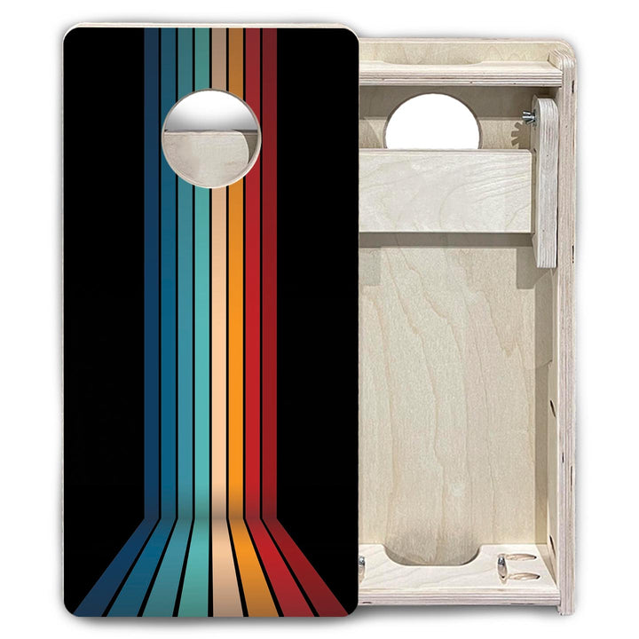 Retro Stripes - Mini Cornhole Board Set (12" x 24") with 8 Mini Bags