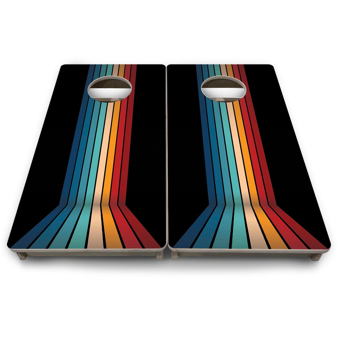 Retro Stripes - Vacation Cornhole Board Set (16" x 32") with 8 Mini Bags