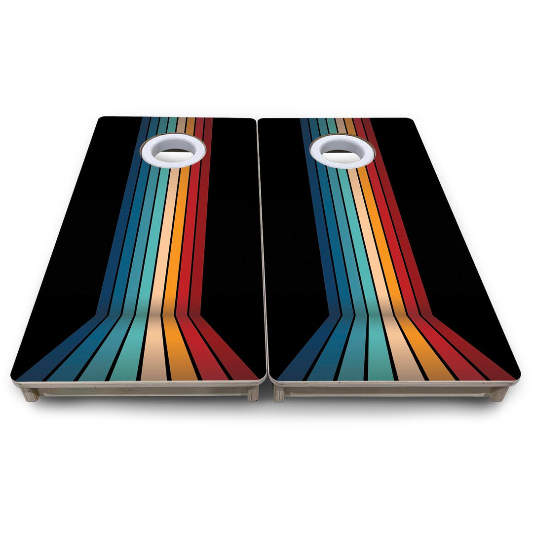 Retro Stripes - Vacation Cornhole Board Set (16" x 32") with 8 Mini Bags