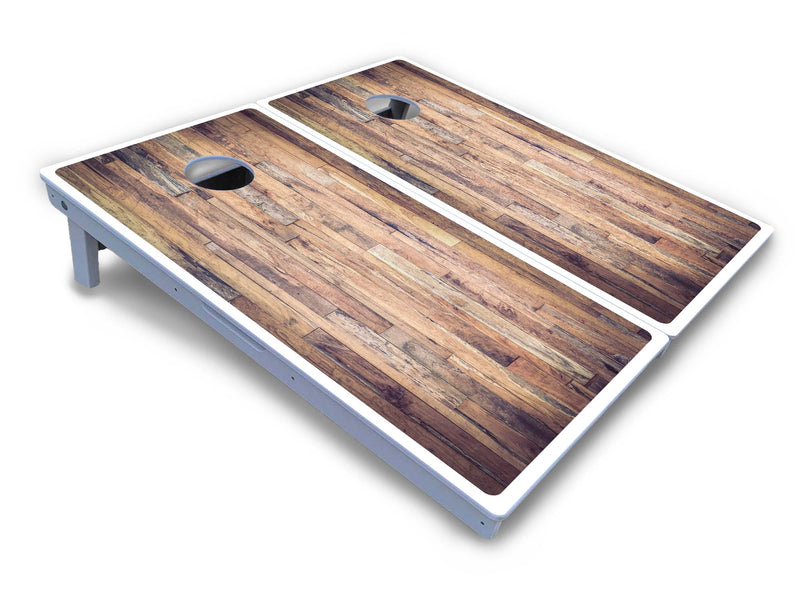 Waterproof - Barnwood Design - All Weather Boards "Outdoor Solution" 18mm(3/4")Direct UV Printed - Regulation 2' by 4' Cornhole Boards (Set of 2 Boards) Double Thick Legs, with Leg Brace & Dual Support Braces!