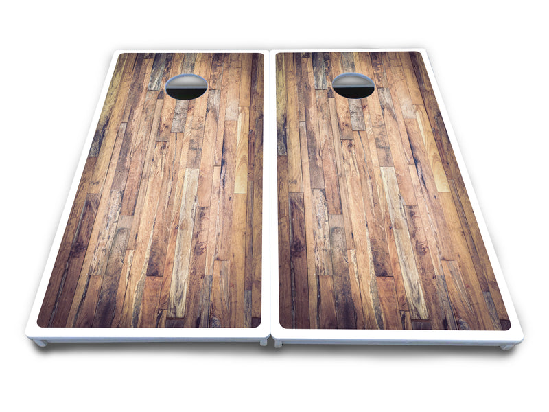 Waterproof - Barnwood Planks - All Weather Boards "Outdoor Solution" 18mm(3/4")Direct UV Printed - Regulation 2' by 4' Cornhole Boards (Set of 2 Boards) Double Thick Legs, with Leg Brace & Dual Support Braces!