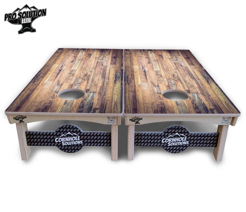 Pro Solution Elite - Barnwood Planks - Professional Tournament Cornhole Boards 3/4" Baltic Birch - Zero Bounce Zero Movement Vertical Interlocking Braces for Extra Weight & Stability +Double Thick Legs +Airmail Blocker