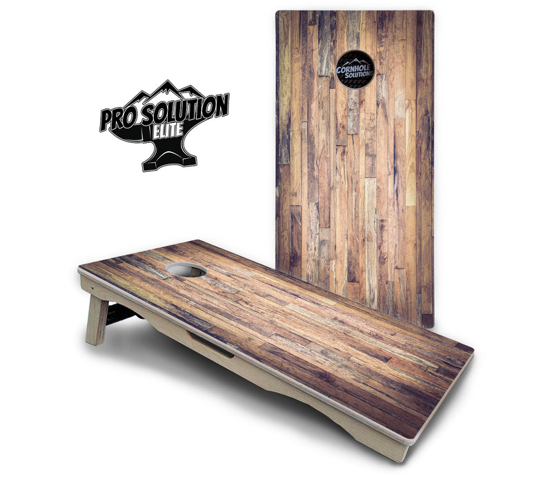 Pro Solution Elite - Barnwood Planks - Professional Tournament Cornhole Boards 3/4" Baltic Birch - Zero Bounce Zero Movement Vertical Interlocking Braces for Extra Weight & Stability +Double Thick Legs +Airmail Blocker