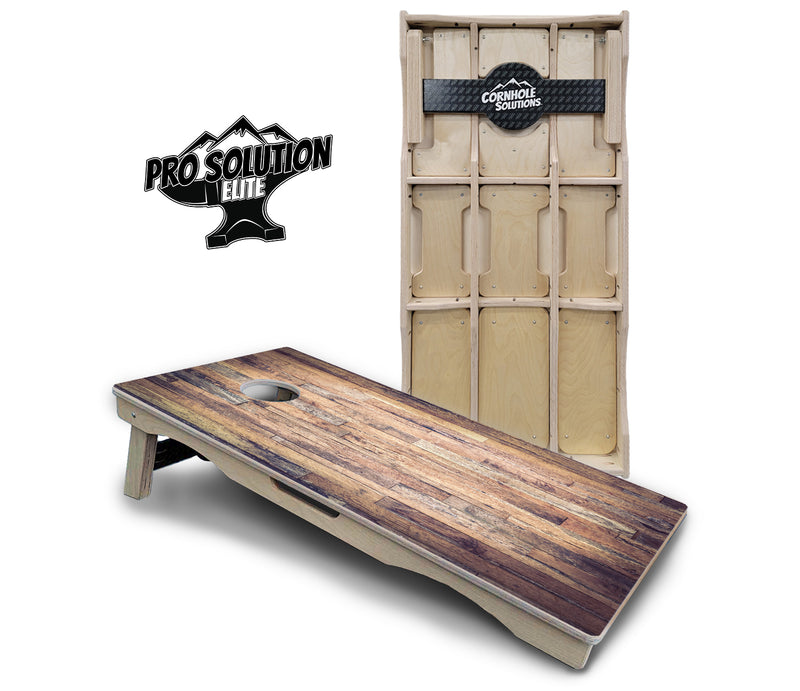 Pro Solution Elite - Barnwood Planks - Professional Tournament Cornhole Boards 3/4" Baltic Birch - Zero Bounce Zero Movement Vertical Interlocking Braces for Extra Weight & Stability +Double Thick Legs +Airmail Blocker