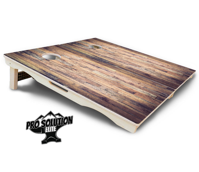 Pro Solution Elite - Barnwood Planks - Professional Tournament Cornhole Boards 3/4" Baltic Birch - Zero Bounce Zero Movement Vertical Interlocking Braces for Extra Weight & Stability +Double Thick Legs +Airmail Blocker