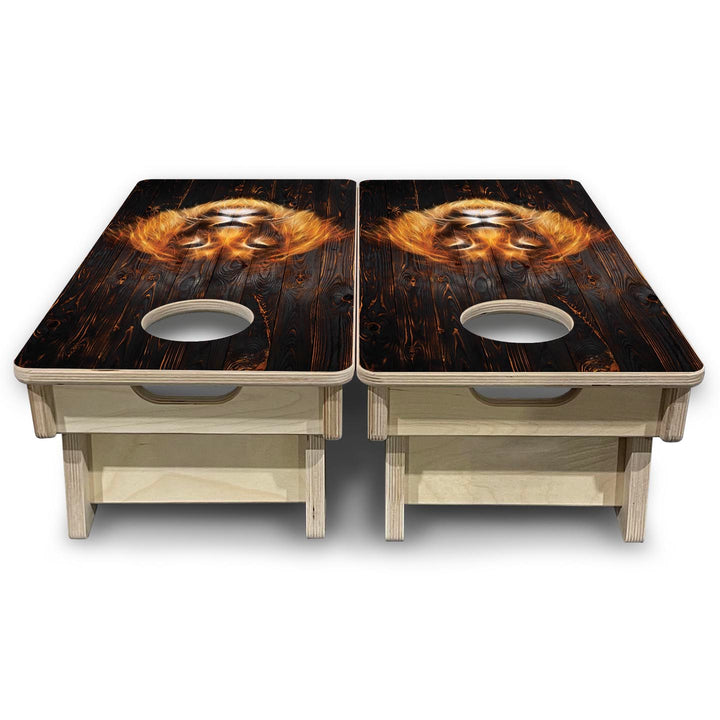 Lion Dark Burnt Wood - Mini or Vacation Size Cornhole Boards
