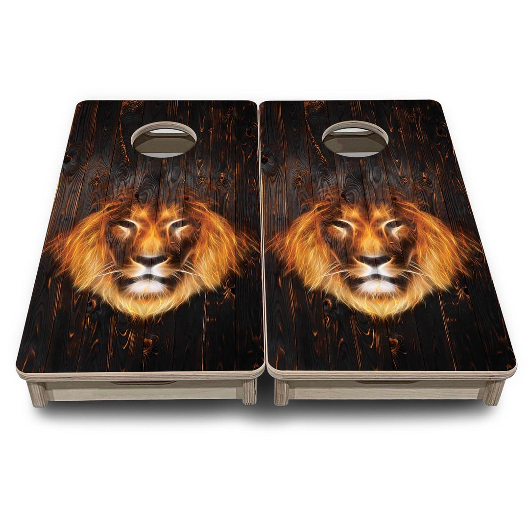 Lion Dark Burnt Wood - Mini or Vacation Size Cornhole Boards