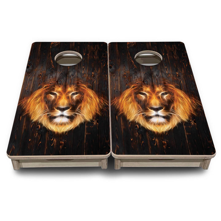 Lion Dark Burnt Wood - Mini or Vacation Size Cornhole Boards